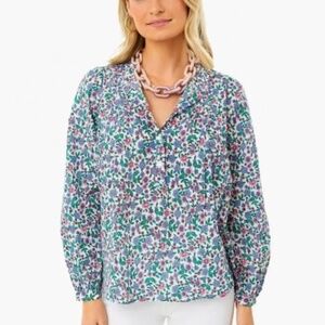 NWT BANJANAN TUCKERNUCK WOMENS ZORA TOP BLOUSE HEDGEHOG WHITE COTTON SZ MEDIUM